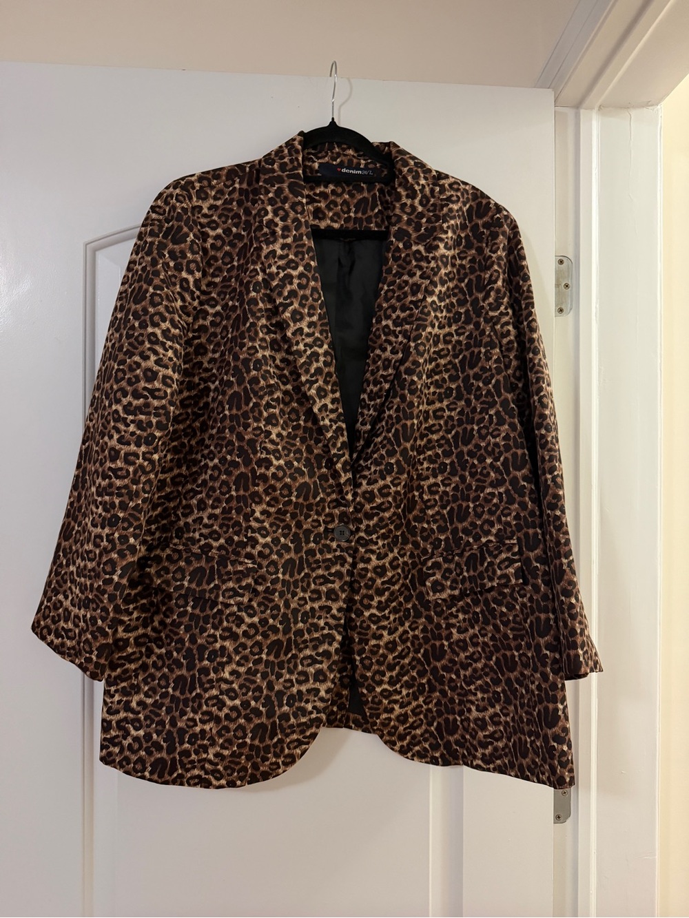 Denim 24/7 Leopard Print Blazer Jacket in Brown and Black